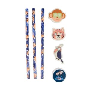 SET DE LÁPICES, BORRADORES Y SACAPUNTAS JUNGLE