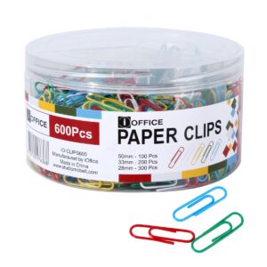 CLIPS DE PAPEL COLORES BÁSICOS EN BOTE 600 PZAS