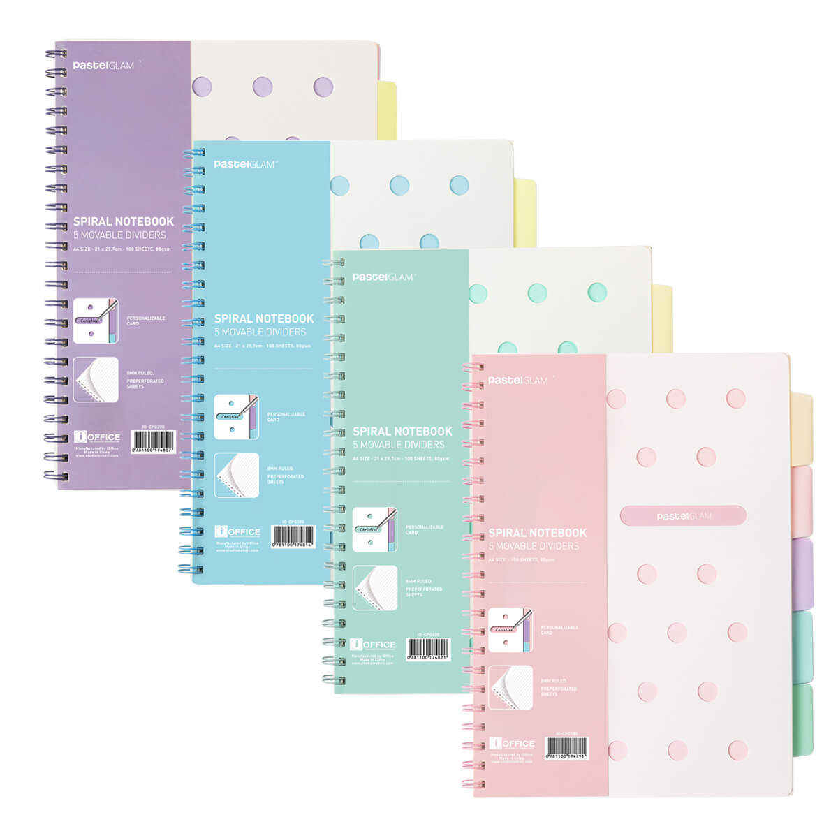 CUADERNO EN ESPIRAL LÍNEAS A4 PASTEL