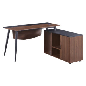ESCRITORIO EN L NOGAL CON NEGRO LÍNEA ESSENTIAL