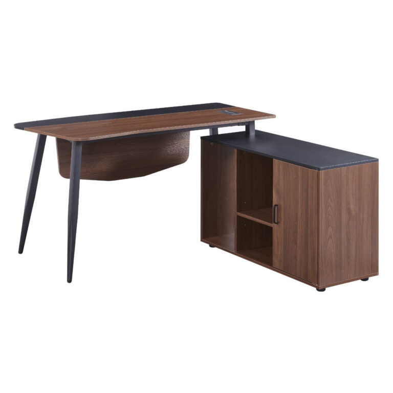 ESCRITORIO EN L NOGAL CON NEGRO LÍNEA ESSENTIAL