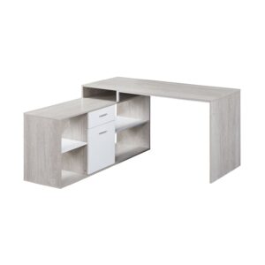 ESCRITORIO EN L GRIS TEXTURIZADO CON BLANCO LÍNEA ESSENTIAL